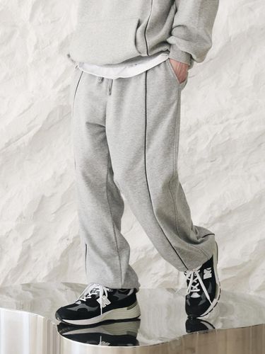 Vertical Piping Sweatpants_Melange Gray - Moderment - Modalova