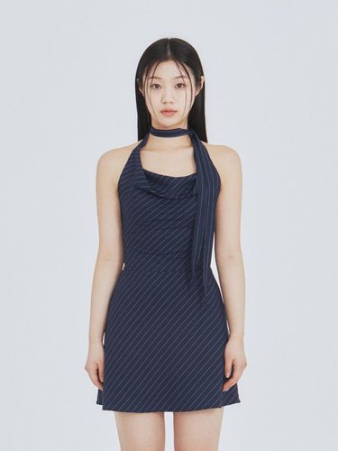 Scarf Flare Dress_Navy - NOT YOUR ROSE - Modalova