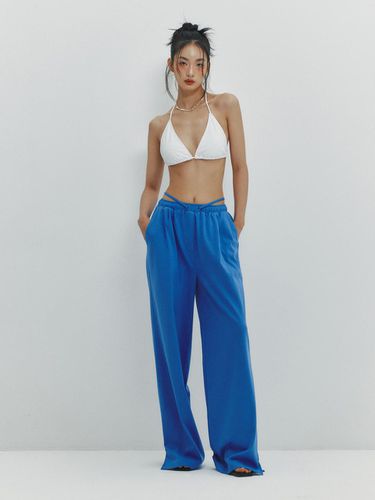 Slit String Jogger Pants - Blue - MEENDERI - Modalova