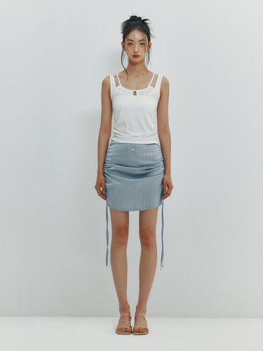 Shirring Satin Skirt - Sky Blue - MEENDERI - Modalova