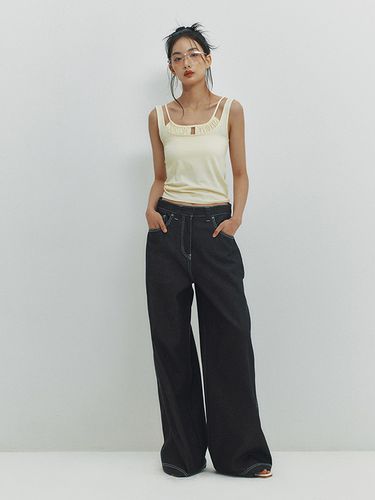 Long Wide Denim Pants - Indigo - MEENDERI - Modalova