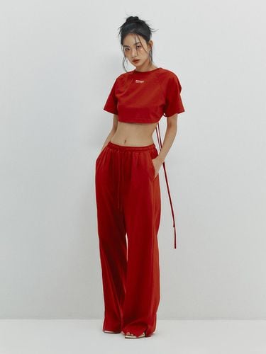 Slit String Jogger Pants - Red - MEENDERI - Modalova