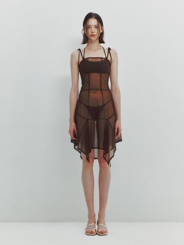 Asymmetric Mesh Dress - Brown - MEENDERI - Modalova