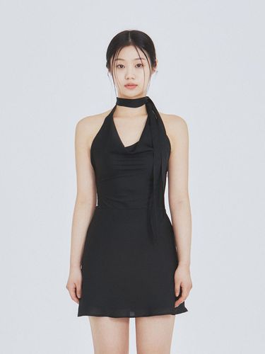 Scarf Flare Dress_Black - NOT YOUR ROSE - Modalova