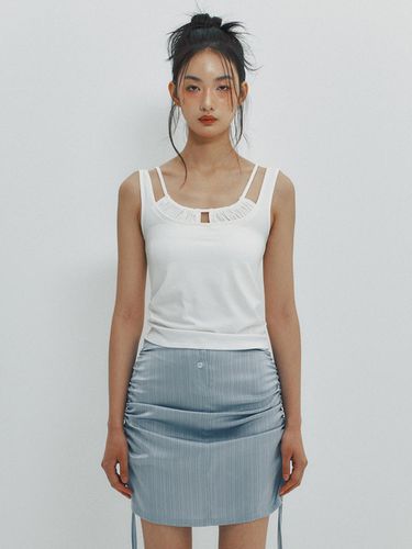 Shirring Layered Sleeveless - White - MEENDERI - Modalova