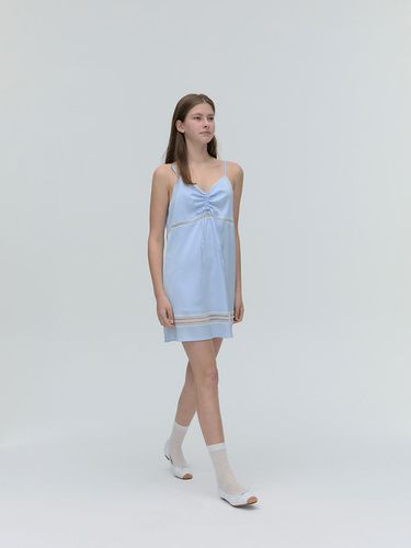 Lace Satin Ribbon Dress - Baby Blue - SOFT SEOUL - Modalova