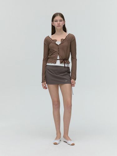 Frilled Soft Cardigan - Brown - SOFT SEOUL - Modalova