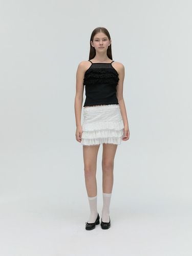 Cancan Frill Sleeveless Top - Black - SOFT SEOUL - Modalova