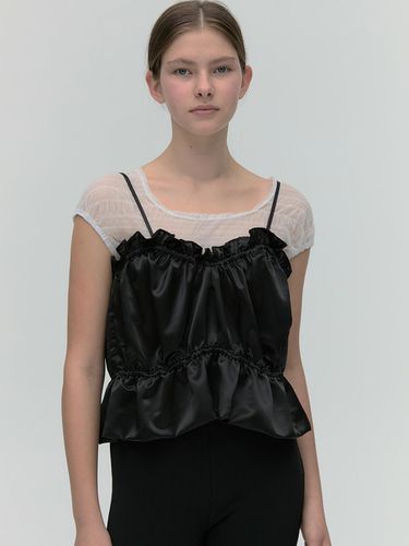 Satin Frill Bustier - Black - SOFT SEOUL - Modalova