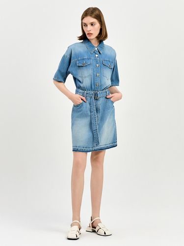 Denim Stand Collar Dress - E.B.M (Edition by Michaa) - Modalova