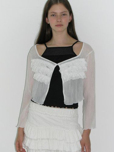 Cancan Frill Cardigan - White - SOFT SEOUL - Modalova