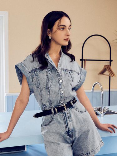 Belted Denim Jumpsuit - E.B.M (Edition by Michaa) - Modalova