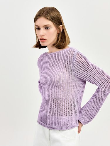 Boat Neck Long Sleeve Mesh Pullover - E.B.M (Edition by Michaa) - Modalova