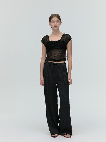 Lace Satin Banded Pants - Black - SOFT SEOUL - Modalova