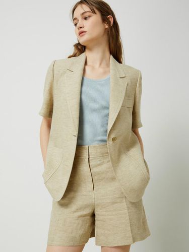 Half Sleeve Single Linen Jacket - Beige - CC collect - Modalova