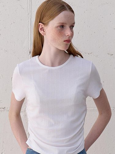 Summer Shirring Half Sleeve Top_White - VOIEBIT for WOMEN - Modalova