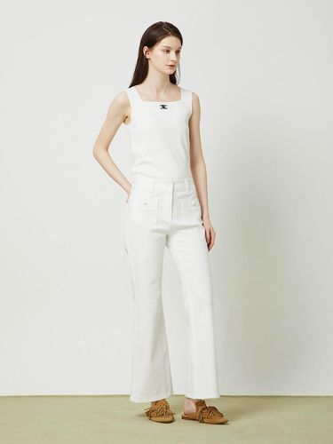 Front Pocket Bootcut Denim Pants - White - CC collect - Modalova