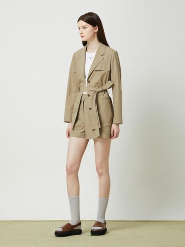 Belted Cotton Blended Jacket - Khaki - CC collect - Modalova