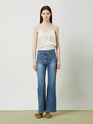 Front Pocket Bootcut Denim Pants - Blue - CC collect - Modalova