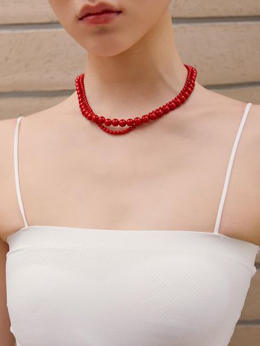 Red Layered Bead Necklace - JUARR - Modalova