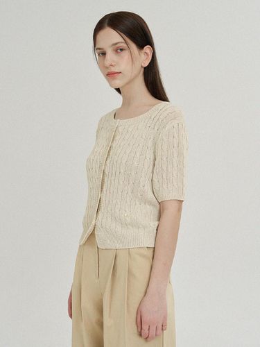 Linen Cable Square Cardigan - LAUATELIER - Modalova