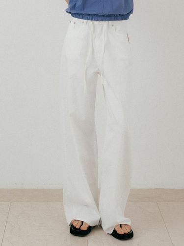 Summer String Wide Denim Pants_White - L’oiE - Modalova