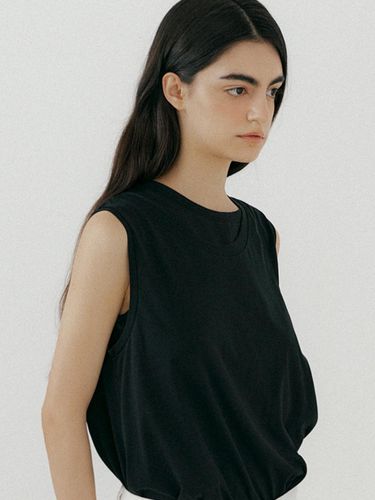 Cotton Layered Double Sleeveless Top_Black - L’oiE - Modalova