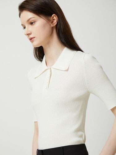 Slim Ribbed Collar Pullover - White - CC collect - Modalova