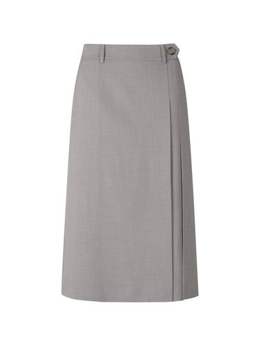 Asymmetrical Pleated Semi A-line Skirt - Gray - CC collect - Modalova