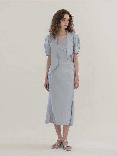 Percy Tie Slit Dress Sky Blue - MOMET - Modalova