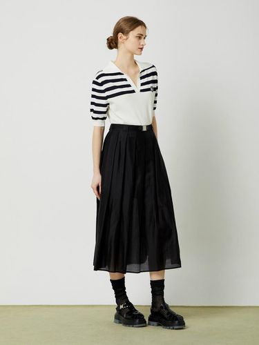 Belted Long Pleated Skirt - Black - CC collect - Modalova