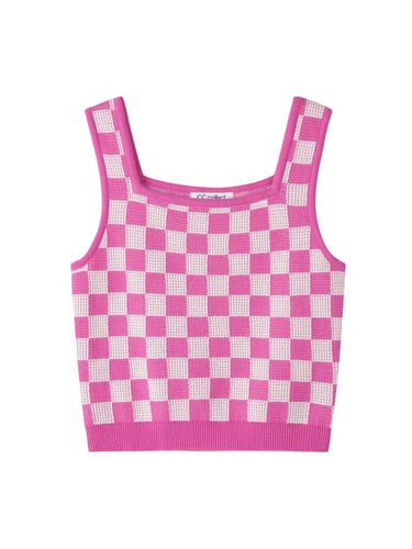 Checkerboard Sleeveless Knit Top - CC collect - Modalova