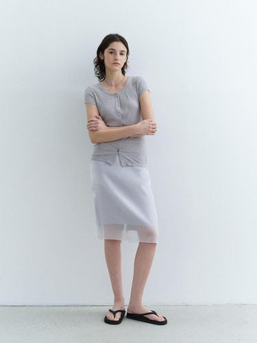 Silk Ribbed Cardigan - Gray - HESS - Modalova