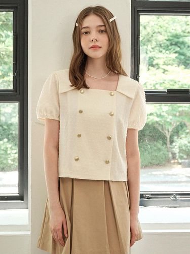 Lotus Double Button Sailor Collar Blouse - MICANE - Modalova