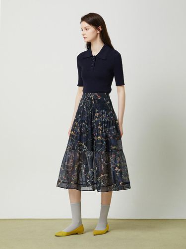 Floral Pattern Flare Skirt - Black - CC collect - Modalova