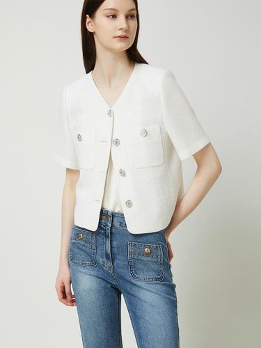 V-neck Summer Tweed Jacket - White - CC collect - Modalova