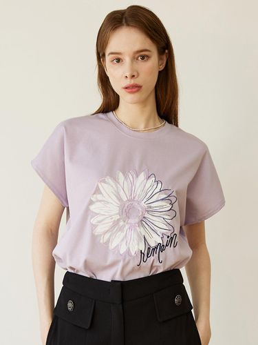 Sunflower Embroidery T-shirt (4 Color) - JUARR - Modalova