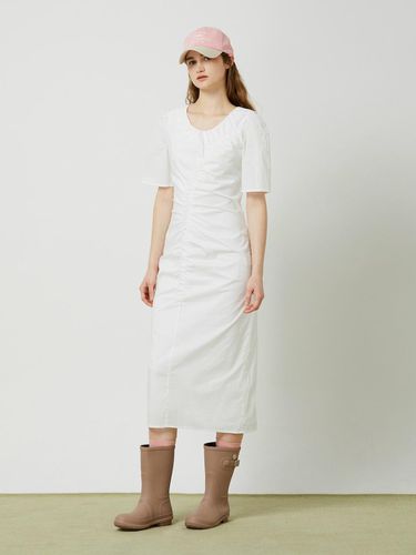 Balloon Sleeve Shirred Dress - White - CC collect - Modalova