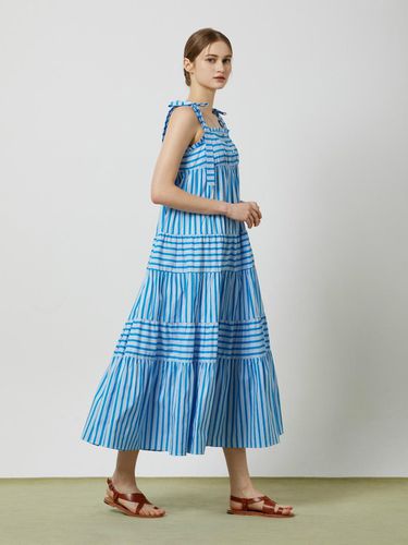 Shirred Sleeveless Flare Dress - Striped Fabric - CC collect - Modalova