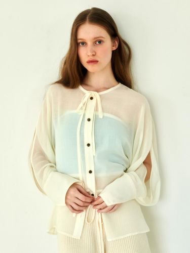 Chiffon See Through Sleeve Detail Blouse - COQUET - Modalova