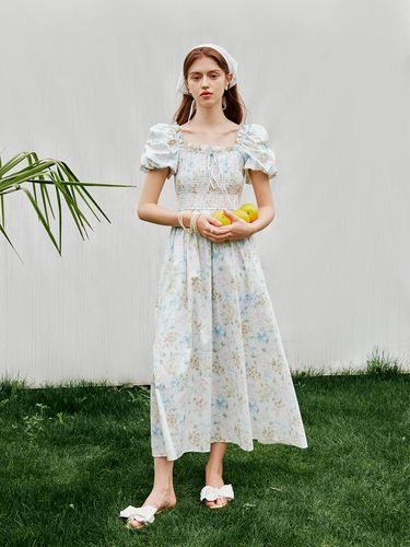 Square Neck Puff Floral Dress - We’Dee - Modalova