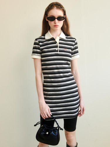 Baby Lesser Panda Patch Stripe Pique Dress_Black - COQUET - Modalova