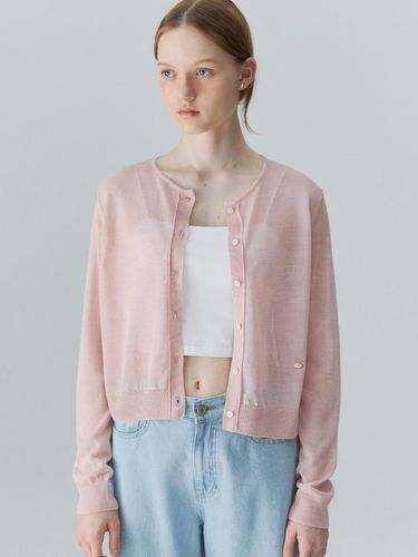 Basic Cropped Cardigan - Pink - DEPOUND - Modalova