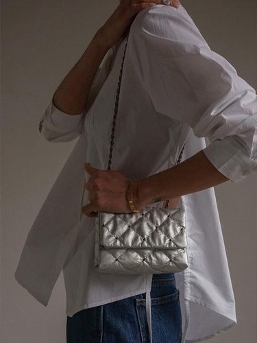 Lozenge Studded Micro Bag_Silver - KWANI - Modalova