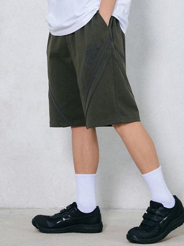 Rising Bermuda Sweat Shorts_Khaki - GAKKAI UNIONS - Modalova