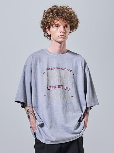 Vintage Lettering Pigment Oversized T-shirt_Gray - OTHERFITS - Modalova