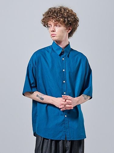 Oversized Oxford Collar Short Sleeve Shirt_Navy - OTHERFITS - Modalova