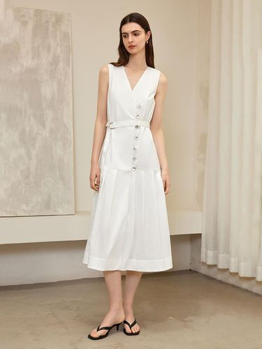 Belted V Neck Summer Dress - yyiam - Modalova