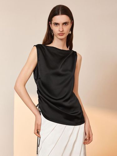 Glossy Drawstring Sleeveless Top - yyiam - Modalova