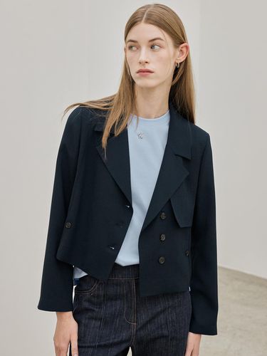 Cropped Layered Jacket - Navy - hyyk - Modalova